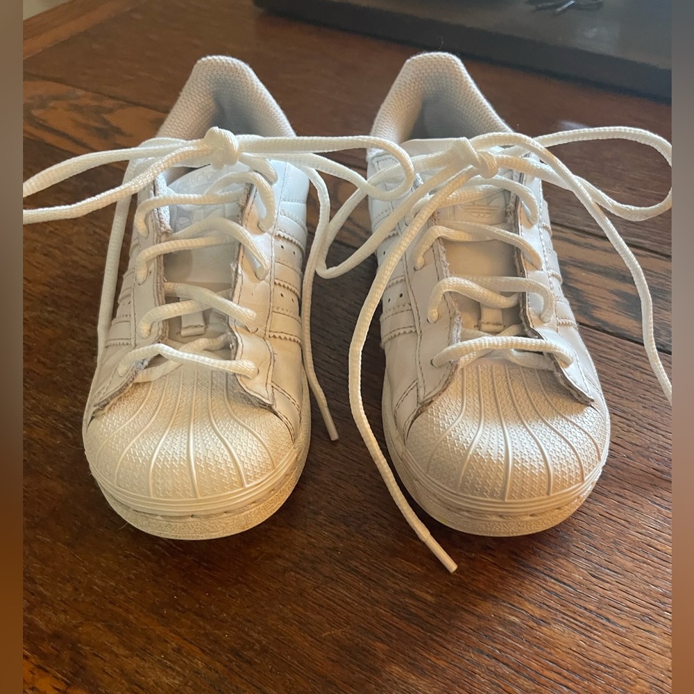 Girls white adidas sneakers
